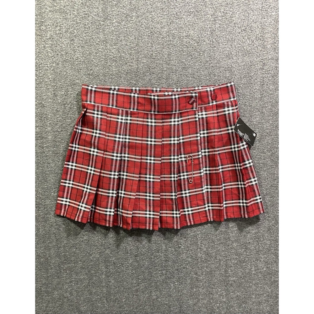 Spirit Red Plaid Tartan School Girl Wrap Skirt Gothic Grunge Size SM/MD